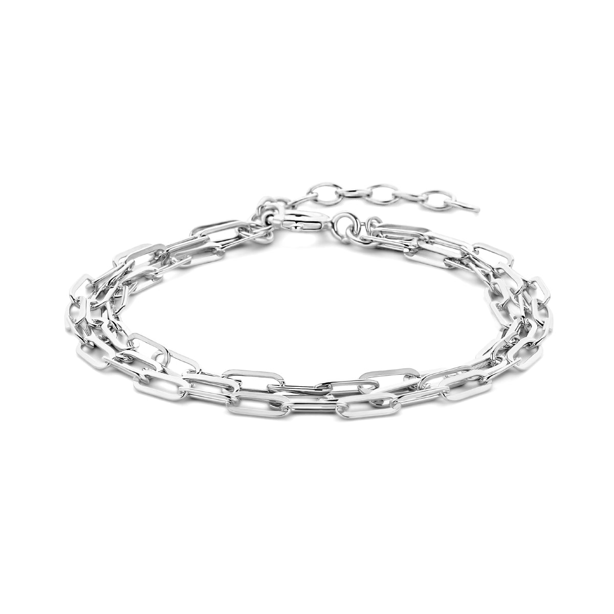 vDam Armband Paperclip Platte Buis 2,8 Mm 16 + 3 Cm Zilver Gerhodineerd 1335690