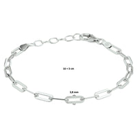 vDam Armband Paperclip Platte Buis 3,8 Mm 16cm + 3 Cm Zilver Gerhodineerd 1332104  16cm