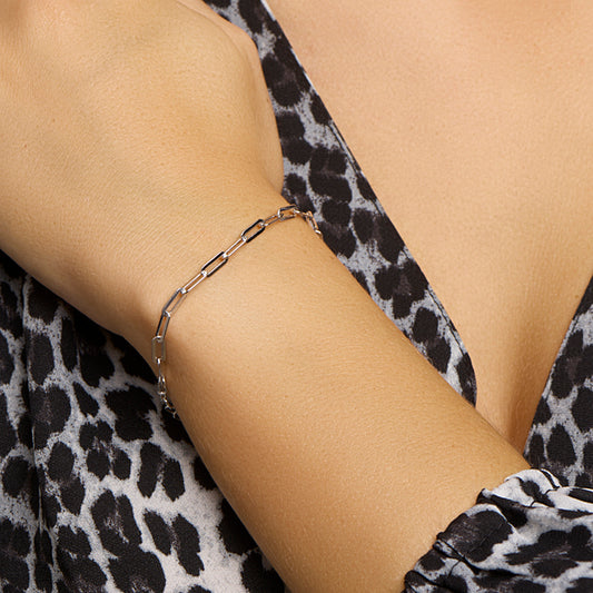 vDam Armband Paperclip Platte Buis 3,8 Mm 16cm + 3 Cm Zilver Gerhodineerd 1332104  16cm