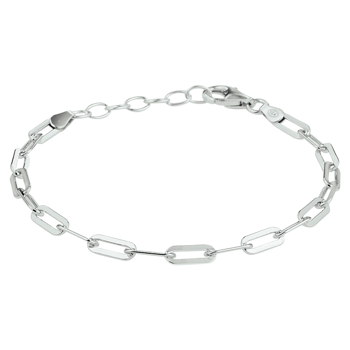 vDam Armband Paperclip Platte Buis 3,8 Mm 16 + 3 Cm Zilver Gerhodineerd 1332104