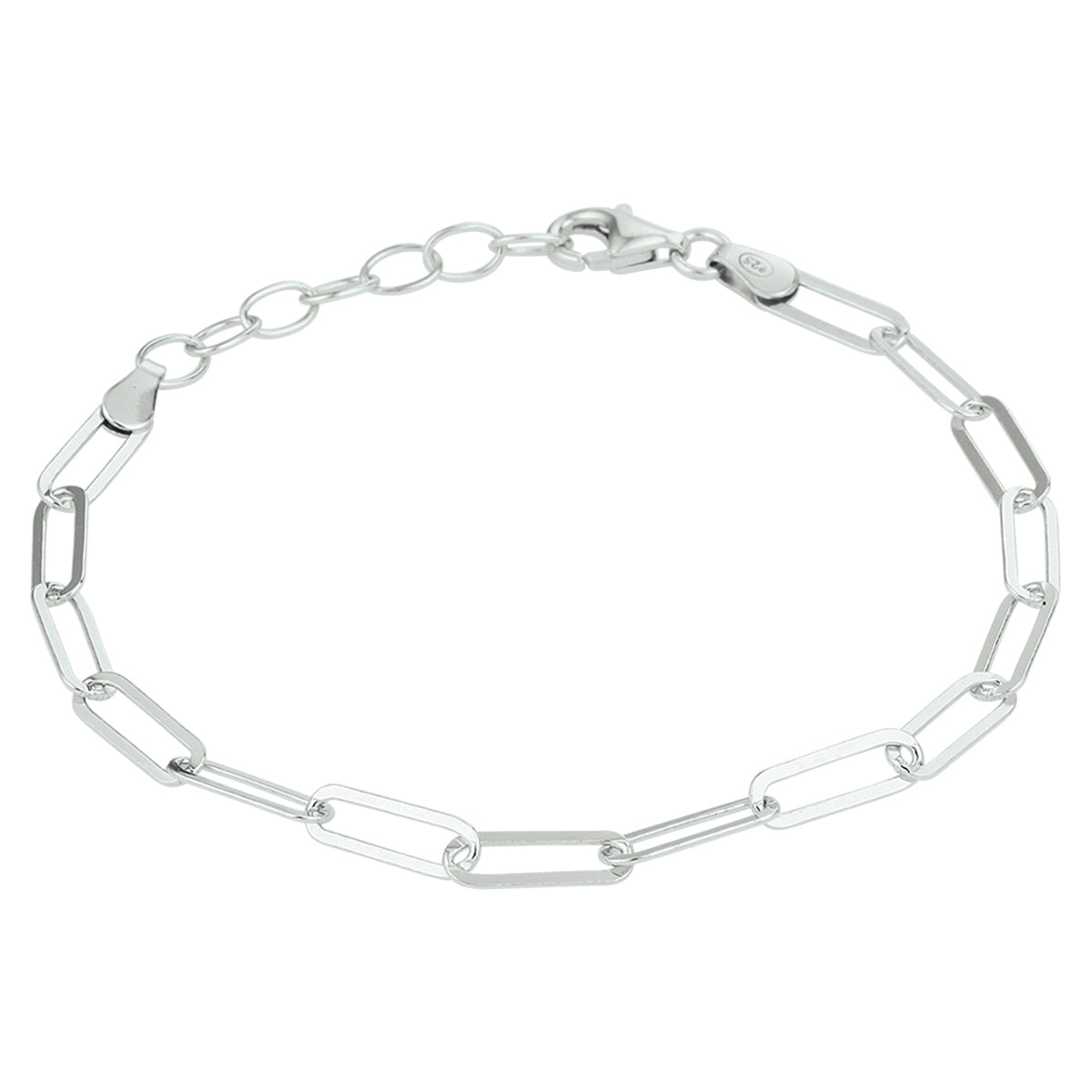 vDam Armband Paperclip Platte Buis 3,8 Mm 16 + 3 Cm Zilver Gerhodineerd 1332106