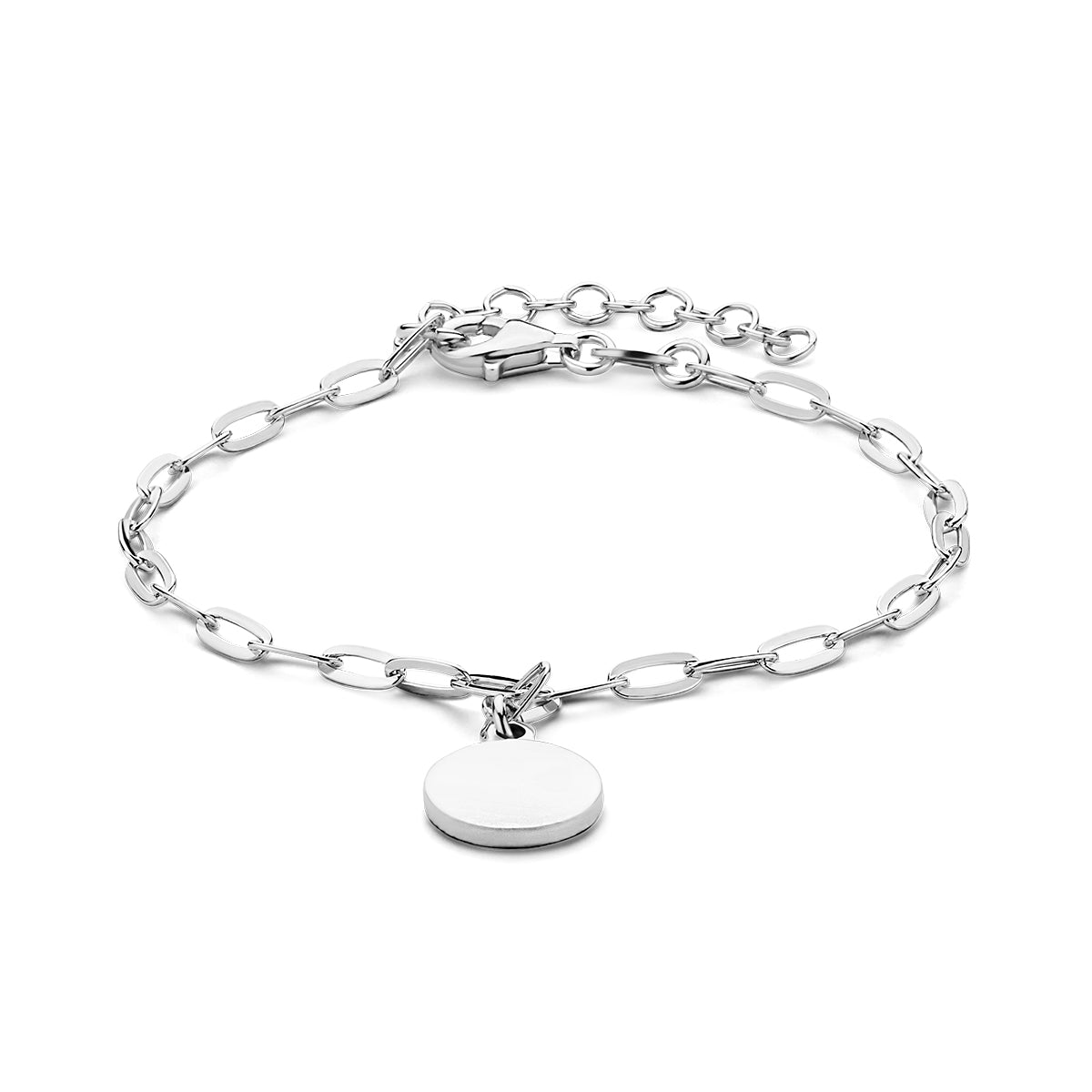 vDam Armband Paperclip Platte Buis Rondje 2,7 Mm 16 + 3 Cm Zilver Gerhodineerd 1334681