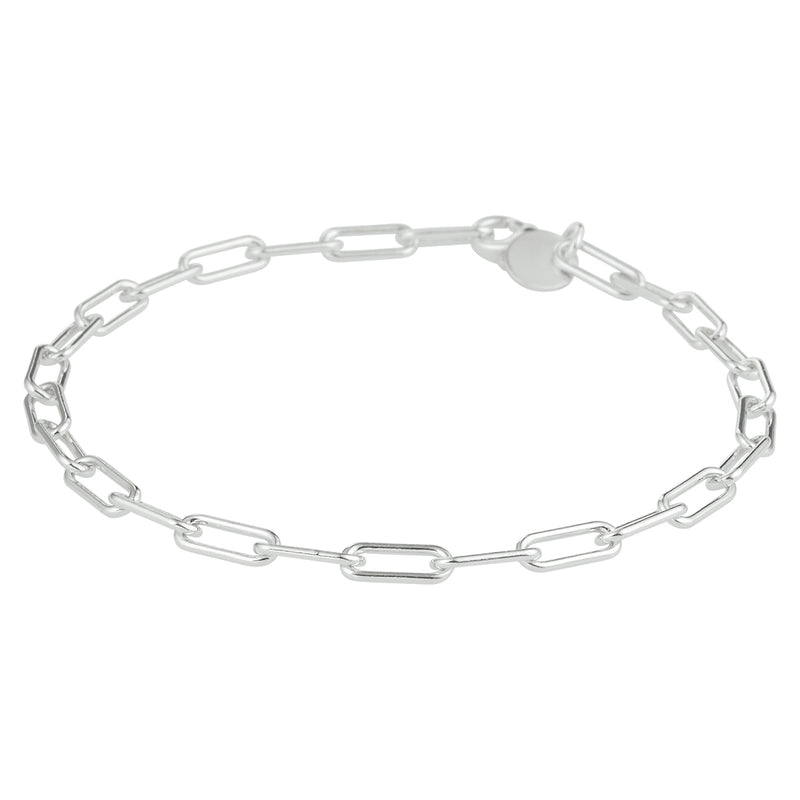 vDam Armband Paperclip Ronde Buis 3,5 Mm Zilver Gerhodineerd 1333100