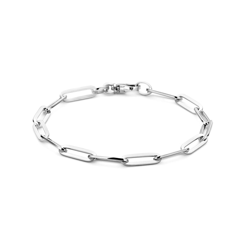 vDam Armband Paperclip Vierkante Buis 5,0 Mm 19 Cm Zilver Gerhodineerd 1332741