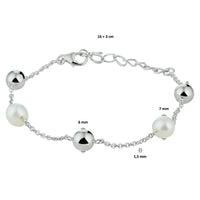 vDam Armband Parel 16cm + 3 Cm Zilver Gerhodineerd 1329301  16cm