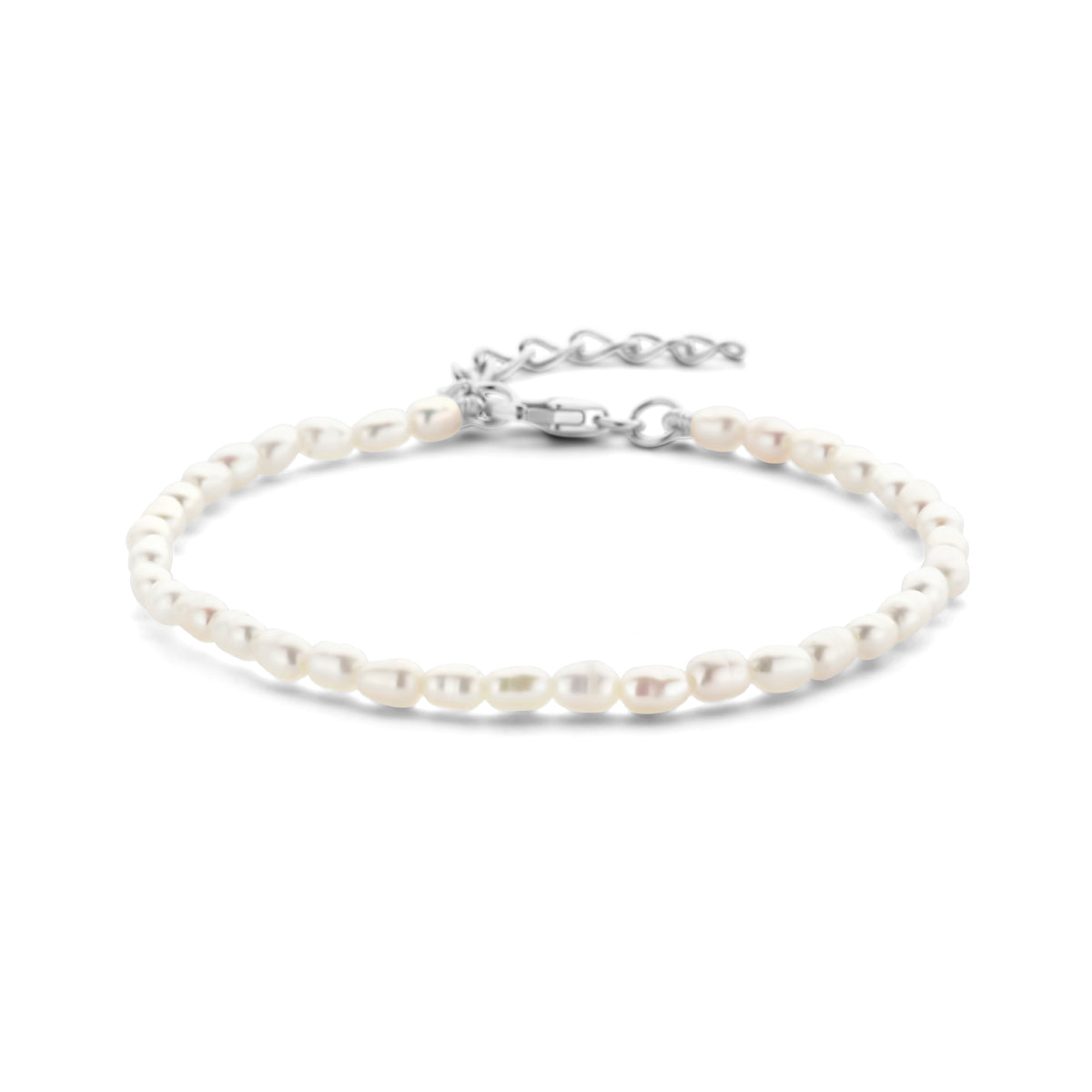 vDam Armband Parel 3,2 Mm 16 + 3 Cm Zilver Gerhodineerd 1336015