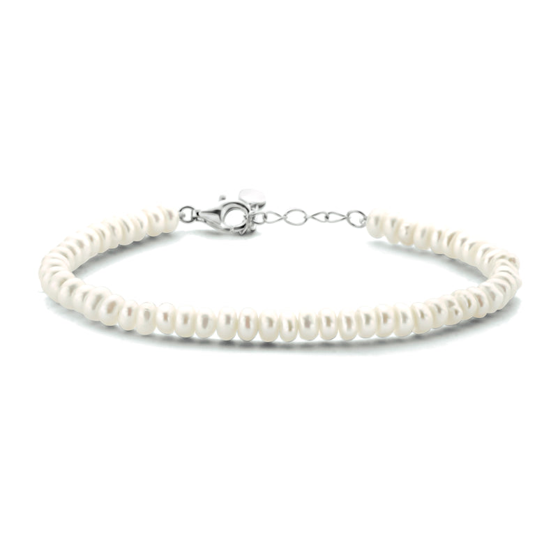 vDam Armband Parel 4,0 Mm 16 + 3 Cm Zilver Gerhodineerd 1333623