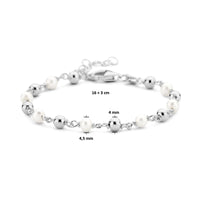 vDam Armband Parel En Bolletjes 16cm + 3 Cm Zilver Gerhodineerd 1336155  16cm