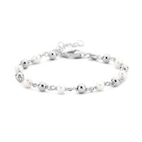 vDam Armband Parel En Bolletjes 16 + 3 Cm Zilver Gerhodineerd 1336155