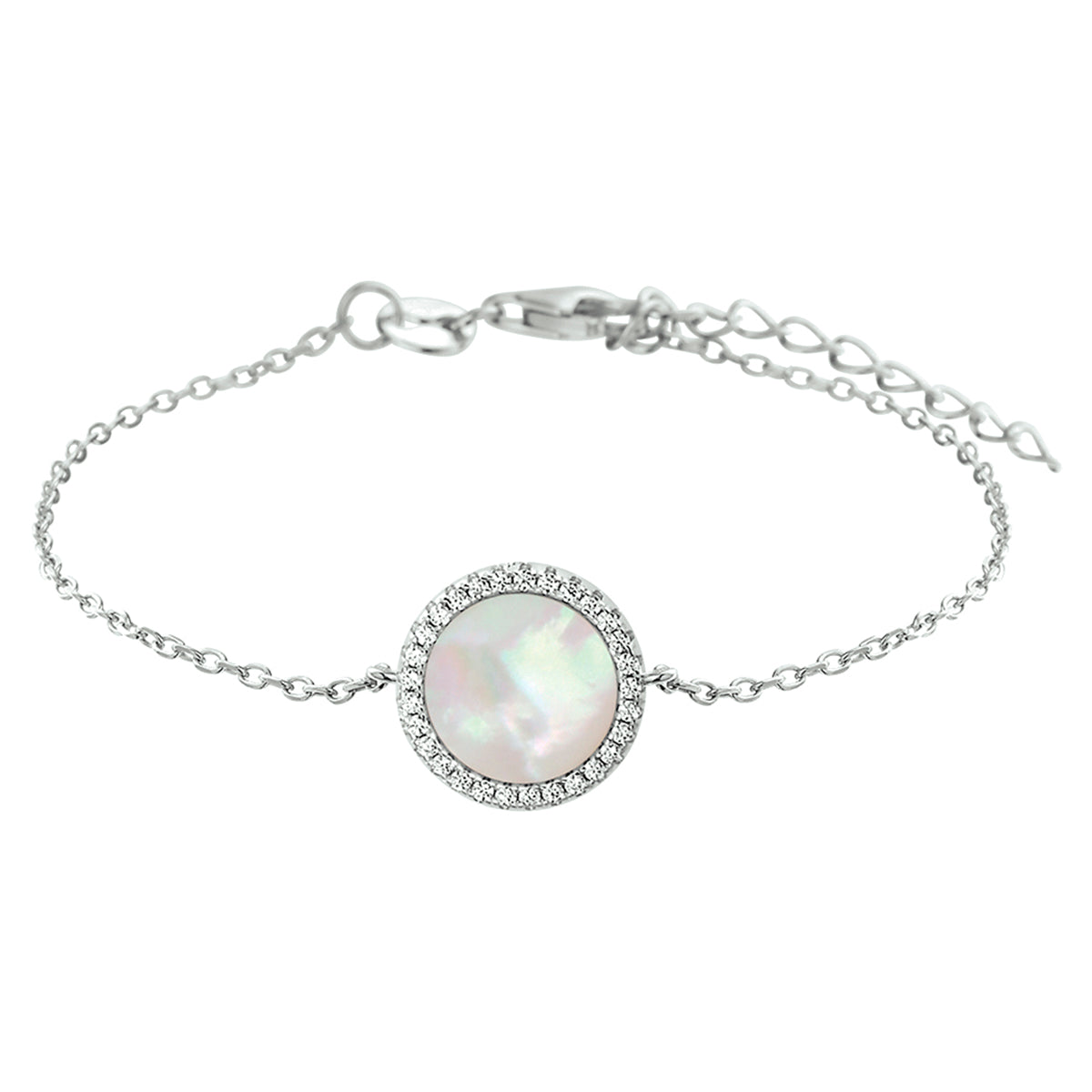 vDam Armband Parelmoer En Zirkonia 16,5 + 3 Cm Zilver Gerhodineerd 1325230