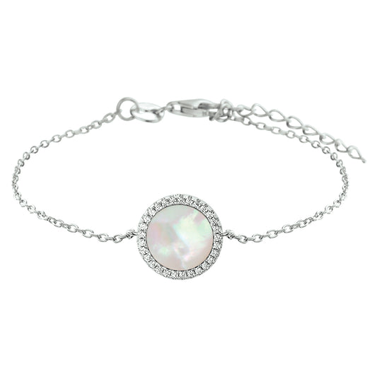 vDam Armband Parelmoer En Zirkonia 16,5 + 3 Cm Zilver Gerhodineerd 1325230