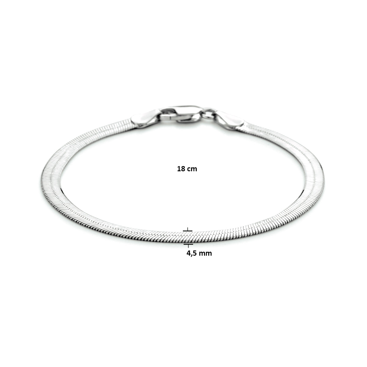 vDam Armband Plat 4,5 Mm Zilver Gerhodineerd 1333722  18cm