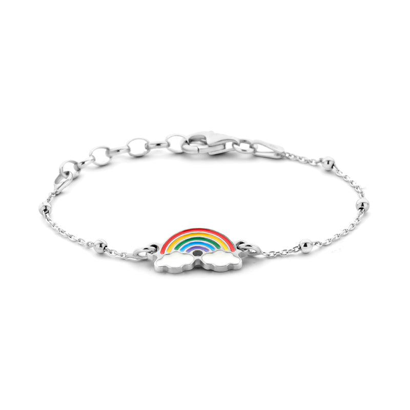 vDam Armband Regenboog 1,0 Mm 11 + 2 Cm Zilver Gerhodineerd 1336621