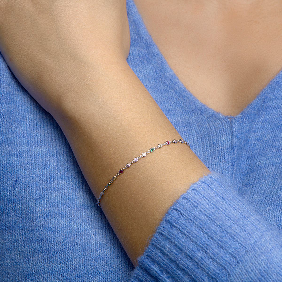 vDam Armband Regenboog Zirkonia 16,5 + 2 Cm Zilver Gerhodineerd 1332318  16.5cm