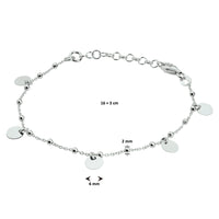 vDam Armband Rondjes 16cm + 3 Cm Zilver Gerhodineerd 1330336  16cm