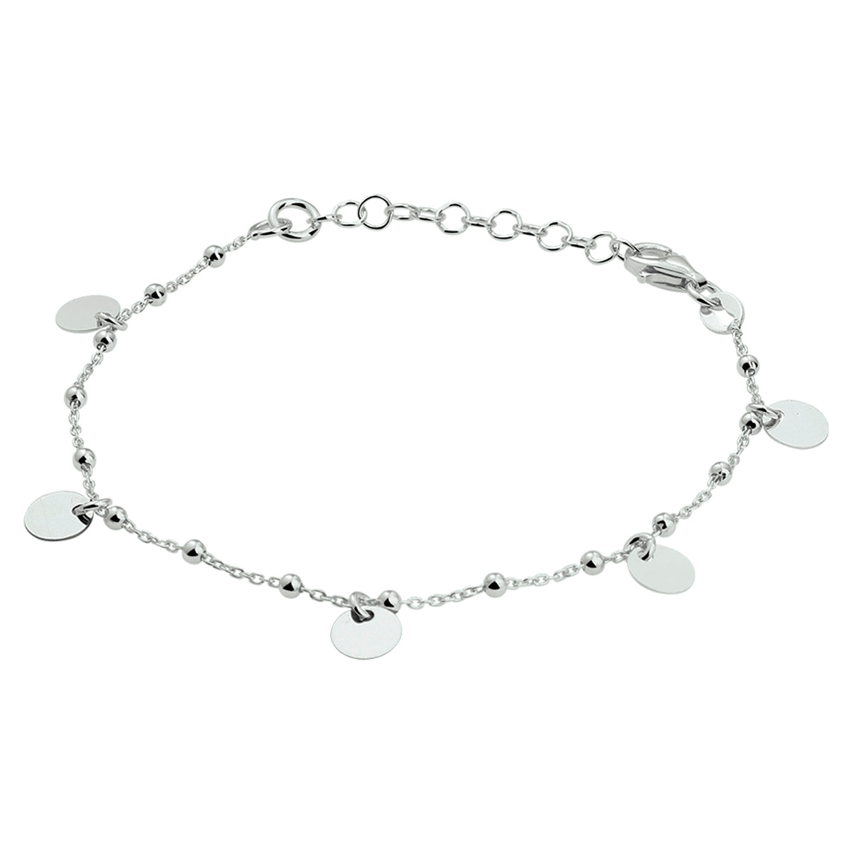 vDam Armband Rondjes 16 + 3 Cm Zilver Gerhodineerd 1330336