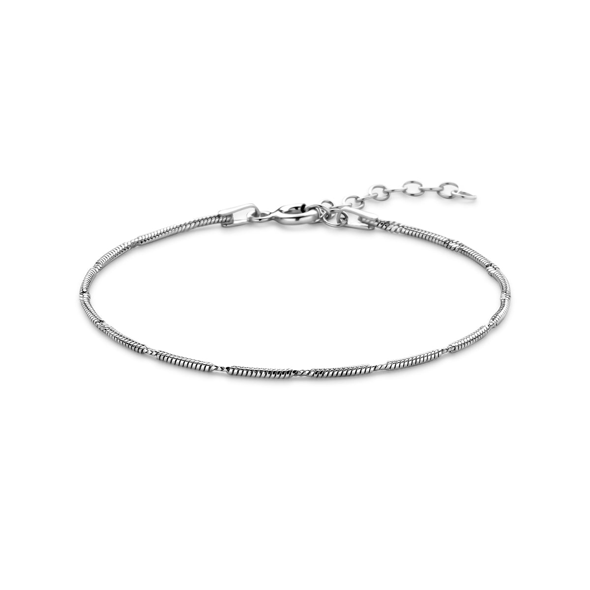 vDam Armband Slang Rond 1,5 Mm 16 + 3 Cm Zilver Gerhodineerd 1341784
