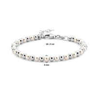 vDam Armband Synth Parel En Bolletjes 16cm + 3 Cm Zilver Gerhodineerd 133616cm1  16cm