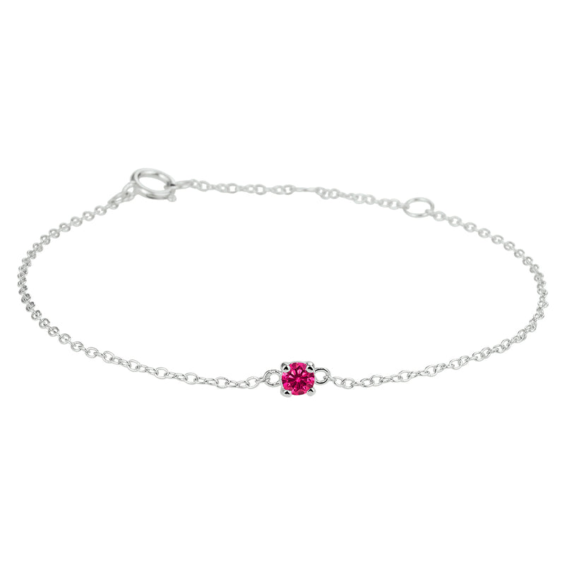 vDam Armband Synth Robijn 15,5 - 17 - 18,5 Cm Zilver Gerhodineerd 1333402
