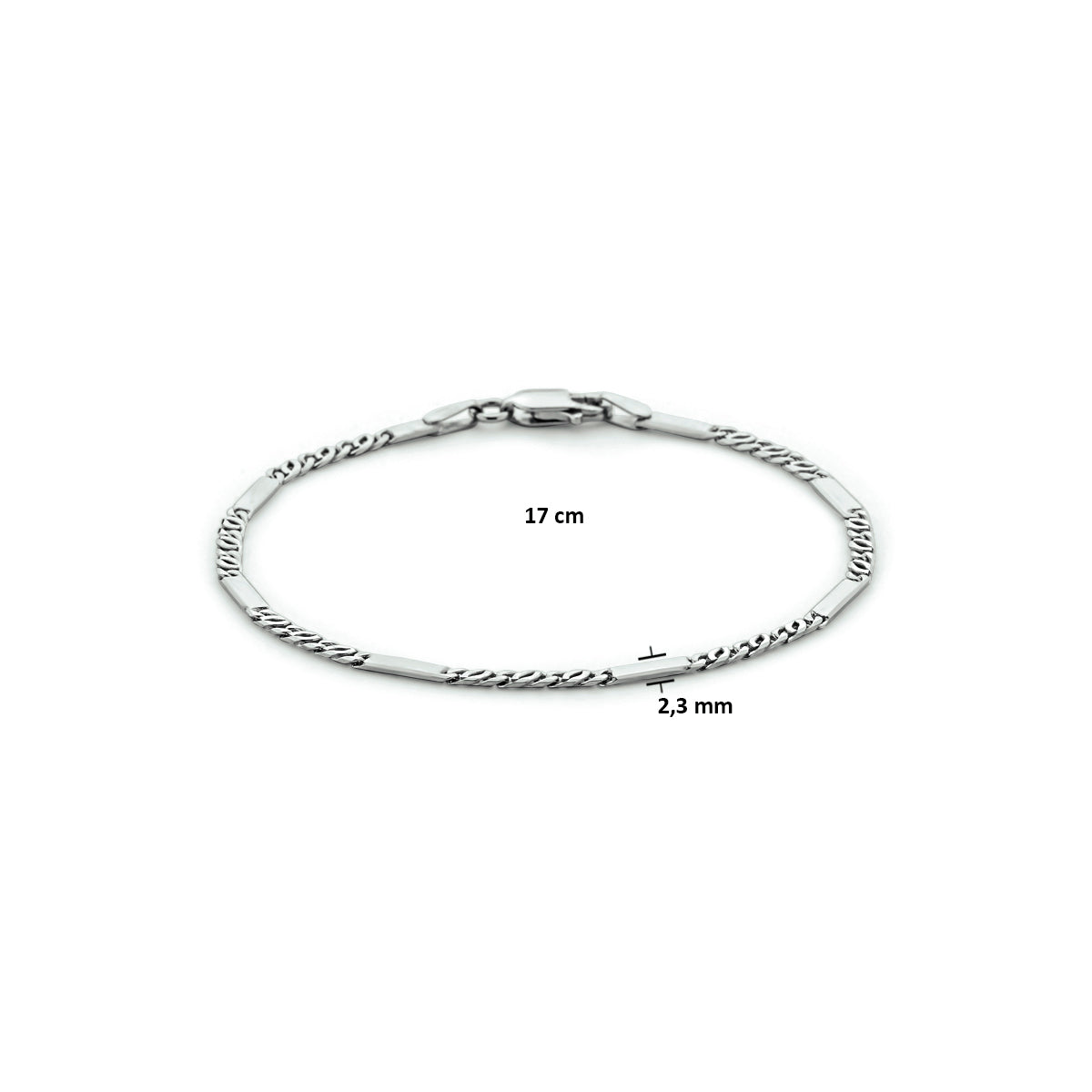 vDam Armband Valkenoog Met Tussenstuk 2,3 Mm Zilver Gerhodineerd 1333536  17cm