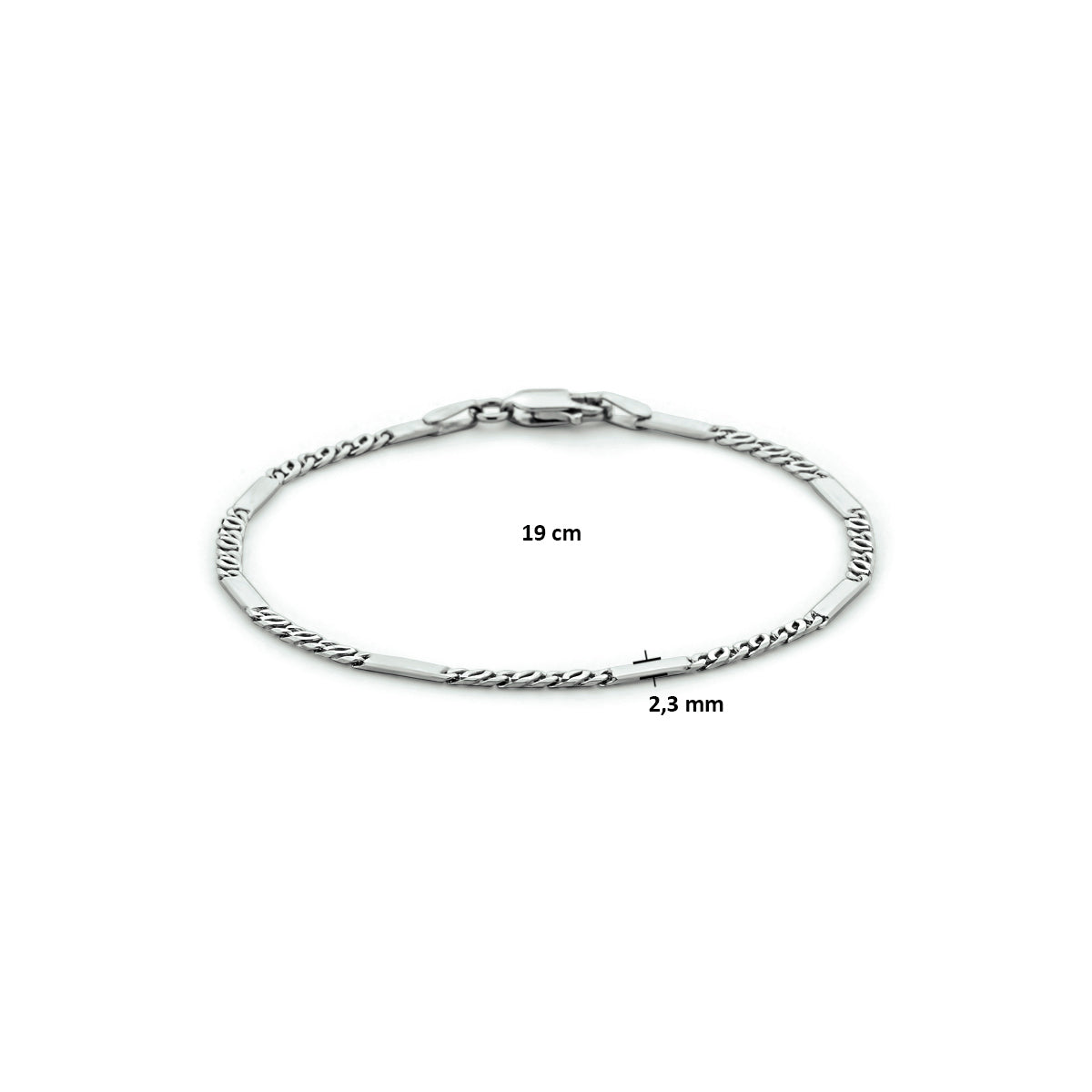vDam Armband Valkenoog Met Tussenstuk 2,3 Mm Zilver Gerhodineerd 1333537  19cm