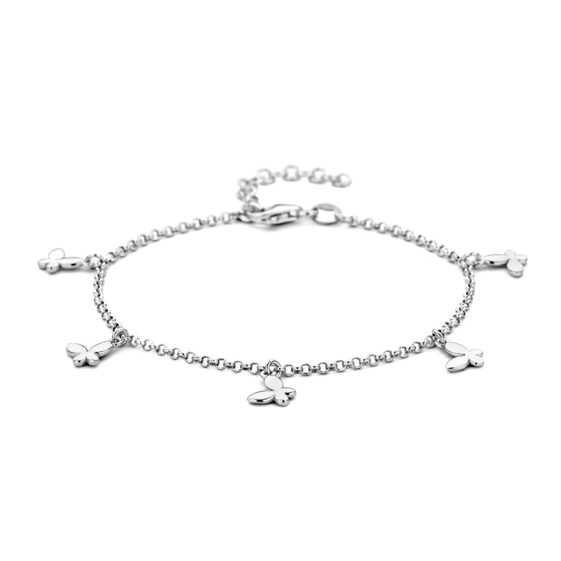 vDam Armband Vlinder 17 + 3 Cm Zilver Gerhodineerd 1336297