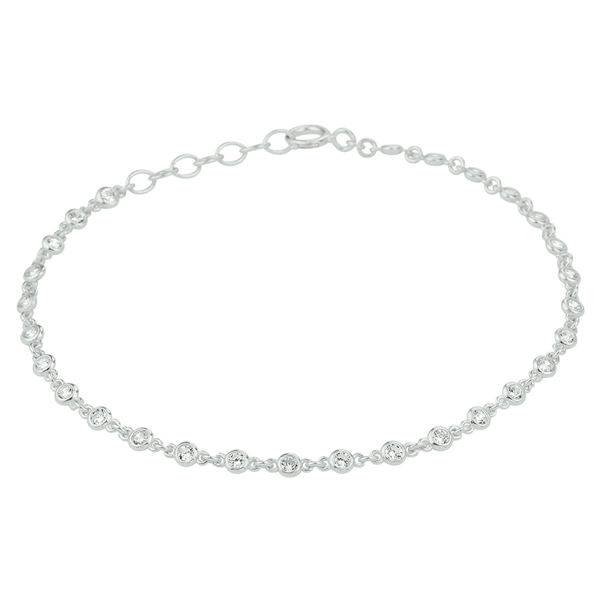 vDam Armband Zirkonia 16,5 + 2 Cm Zilver Gerhodineerd 1332646