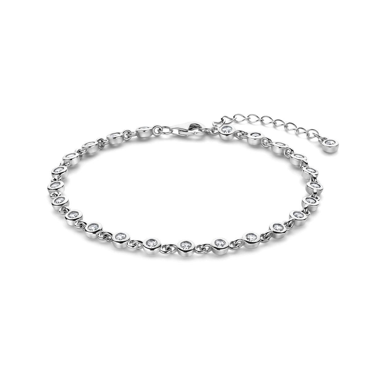 vDam Armband Zirkonia 17 + 3 Cm Zilver Gerhodineerd 1336998