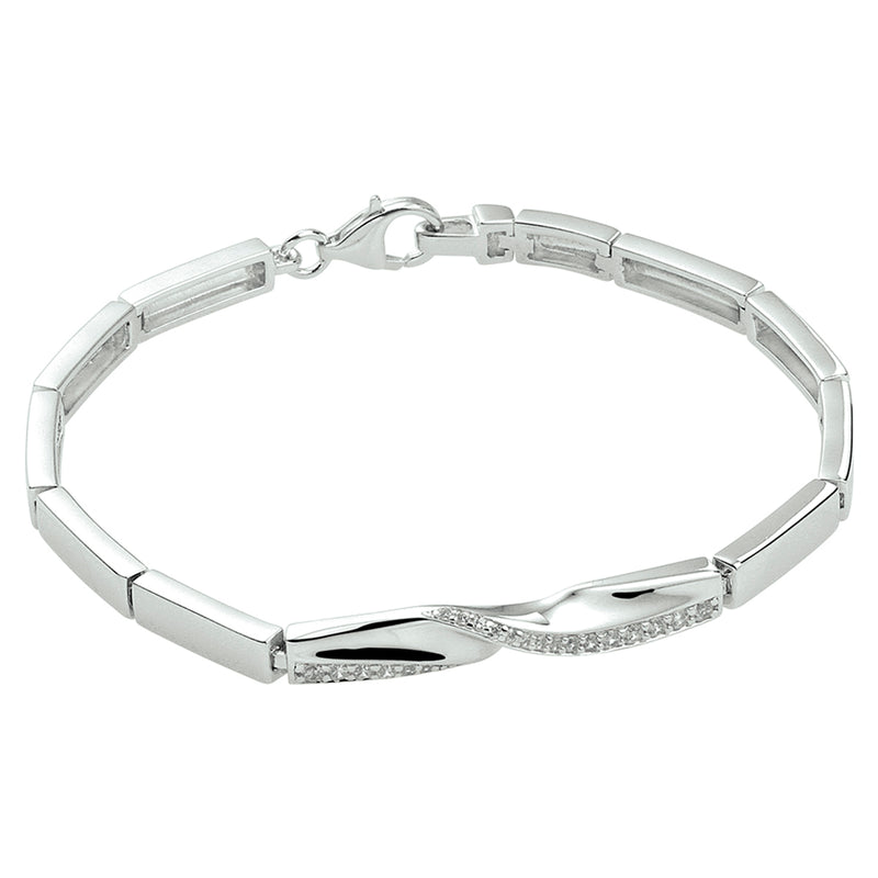 vDam Armband Zirkonia 18,5 Cm Zilver Gerhodineerd 1328258