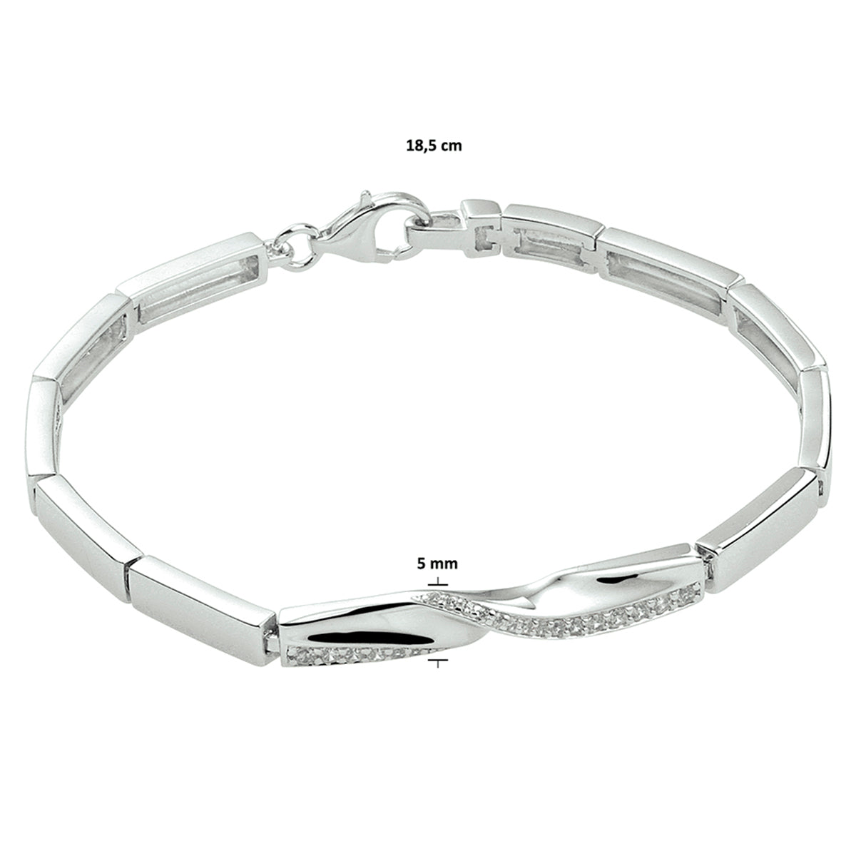 vDam Armband Zirkonia 18,5 Cm Zilver Gerhodineerd 1328258  18.5cm