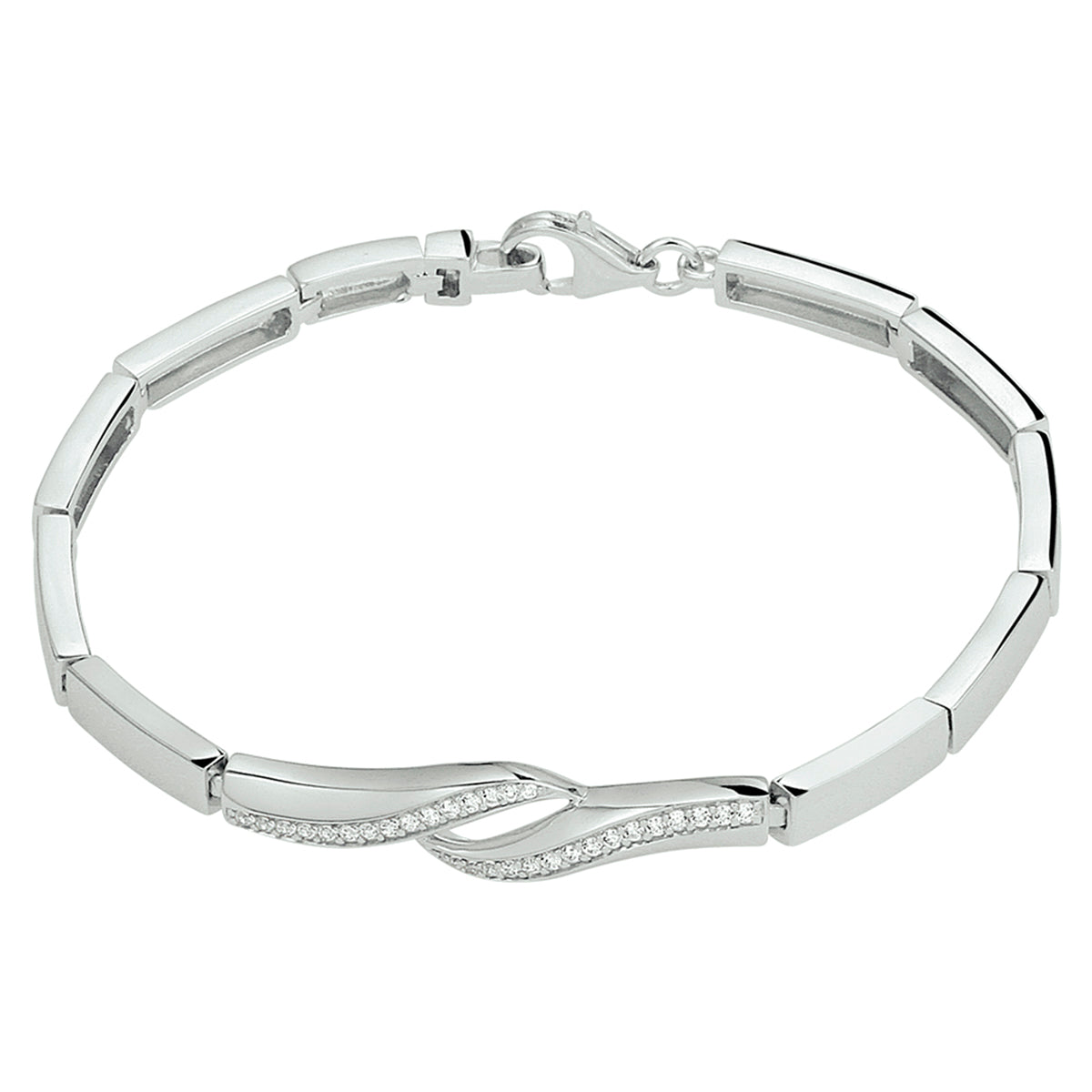 vDam Armband Zirkonia 7 Mm 18,5 Cm Zilver Gerhodineerd 1328184