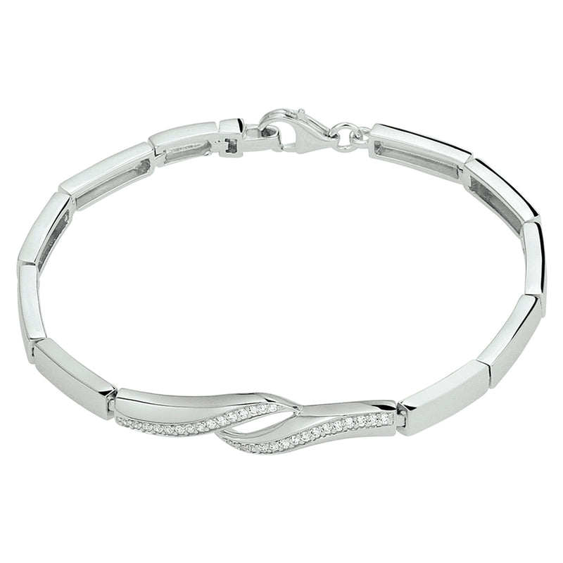 vDam Armband Zirkonia 7 Mm 18,5 Cm Zilver Gerhodineerd 1328184