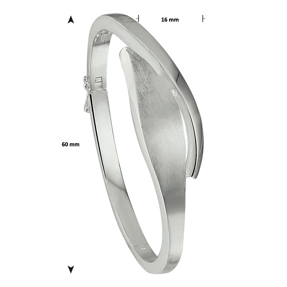 vDam Bangle Scharnier Poli/mat 16 X 60 Mm Zilver Gerhodineerd 1326879