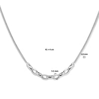 vDam Combi-collier Gourmette En Paperclip 5,5 Mm 41cm + 4 Cm Zilver Gerhodineerd 1336375  41cm