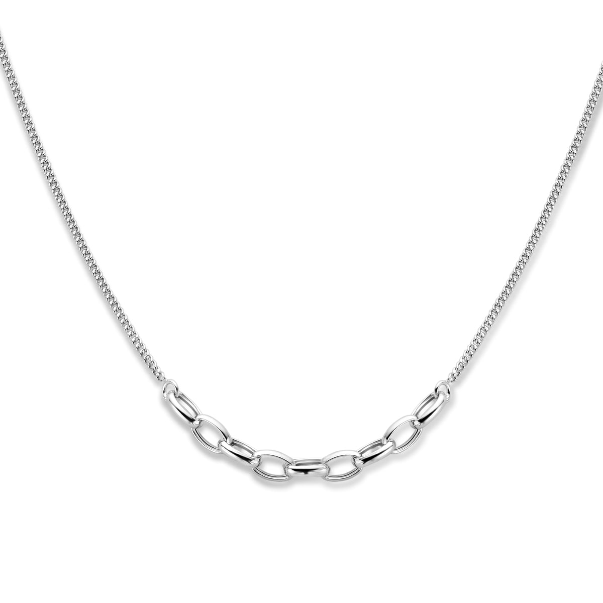 vDam Combi-collier Gourmette En Paperclip 5,5 Mm 41 + 4 Cm Zilver Gerhodineerd 1336375