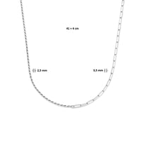vDam Combi-collier Koord En Paperclip 3,5 Mm 41cm + 4 Cm Zilver Gerhodineerd 1335644  41cm