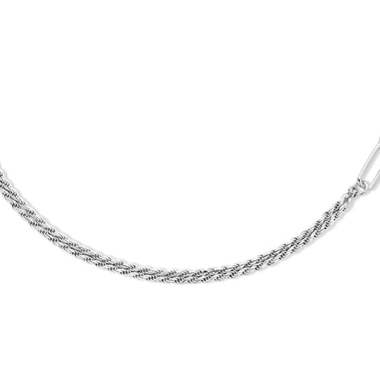 vDam Combi-collier Koord En Paperclip 5,0 Mm 41  + 4 Cm Zilver Gerhodineerd 1335645