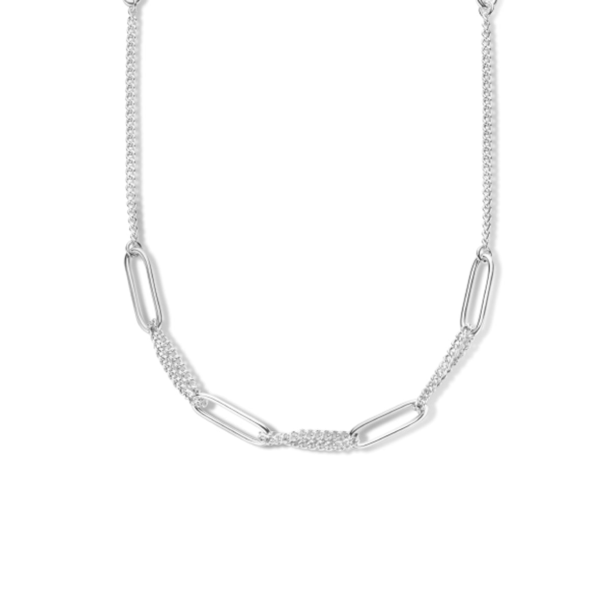 vDam Combi-collier Paperclip Ronde Buis En Gourmette 7,2 Mm 82 Cm Zilver Gerhodineerd 1335572