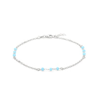 vDam Enkelbandje Blauw Kristal Bolletjes 24 + 2 Cm Zilver Gerhodineerd 1338942