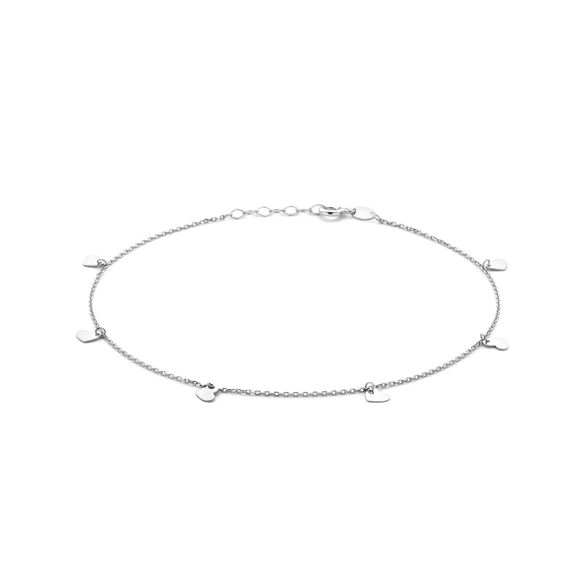 vDam Enkelbandje Hartjes 24 + 2 Cm Zilver Gerhodineerd 1338893