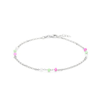 vDam Enkelbandje Meerdere Kleuren Kristal Bolletjes 24 + 2 Cm Zilver Gerhodineerd 1338943