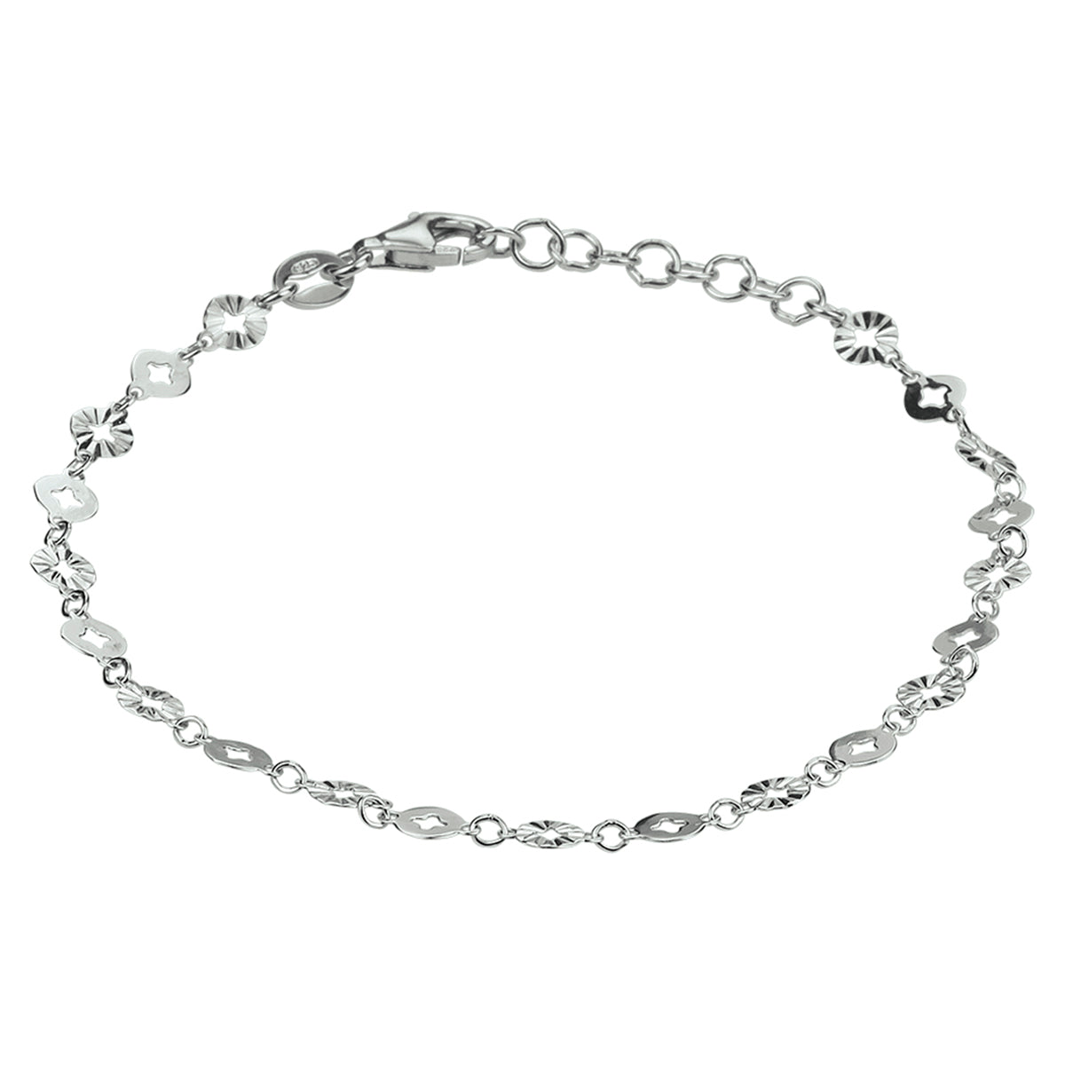 vDam Enkelbandje Rondjes 24 + 2 Cm Zilver Gerhodineerd 1332775