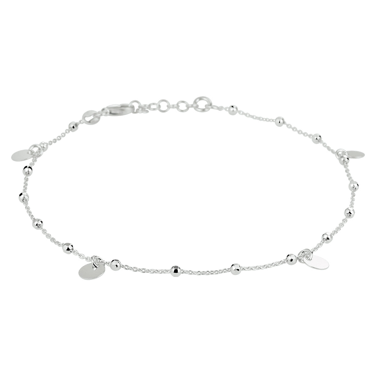 vDam Enkelbandje Rondjes 24 + 2 Cm Zilver Gerhodineerd 1333296