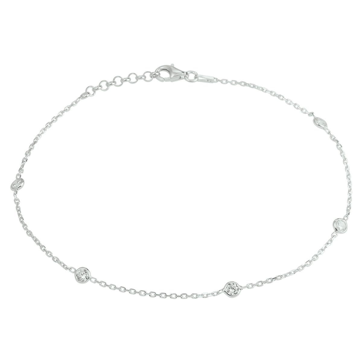 vDam Enkelbandje Zirkonia 24 + 2 Cm Zilver Gerhodineerd 1332780