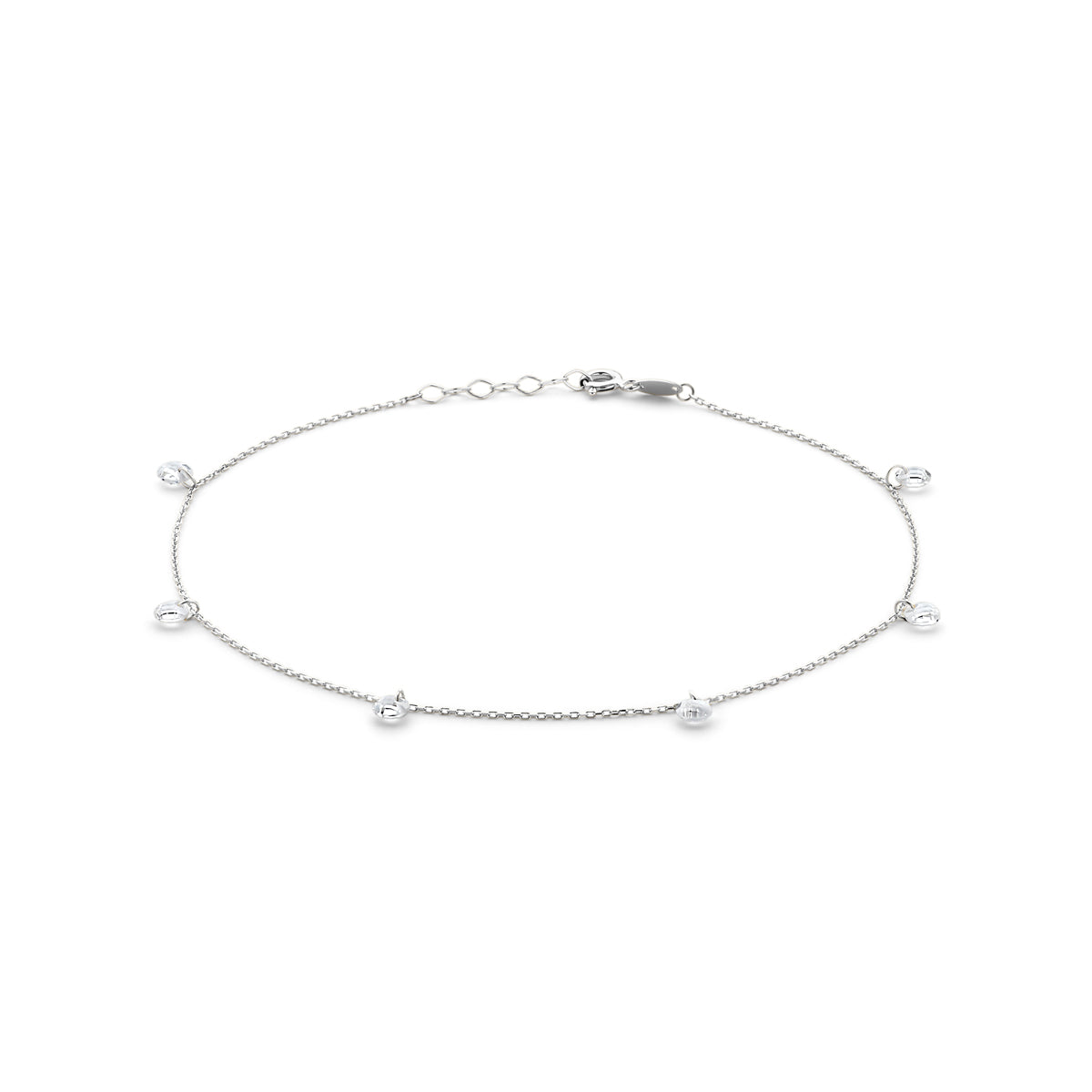vDam Enkelbandje Zirkonia 24 + 2 Cm Zilver Gerhodineerd 1338892