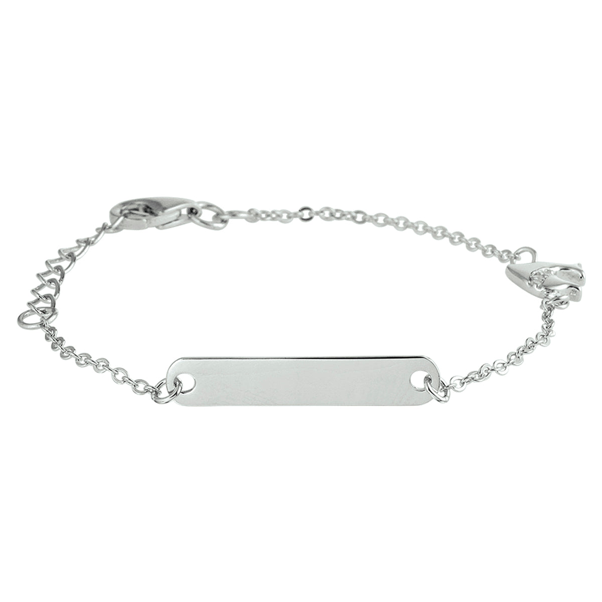 vDam Graveerarmband Dolfijn Zirkonia Plaat 4,0 Mm 11 + 2 Cm Zilver Gerhodineerd 1328894