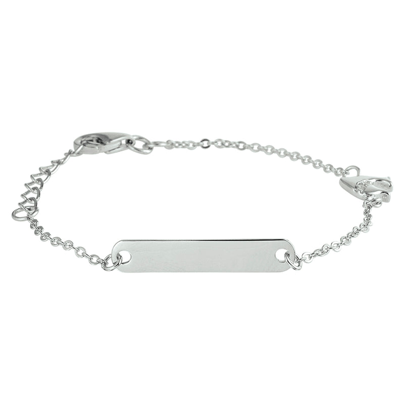 vDam Graveerarmband Dolfijn Zirkonia Plaat 4,0 Mm 11 + 2 Cm Zilver Gerhodineerd 1328894