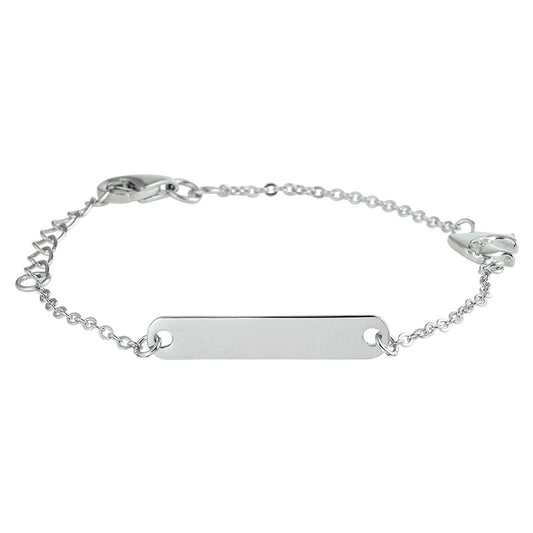 vDam Graveerarmband Dolfijn Zirkonia Plaat 4,0 Mm 11 + 2 Cm Zilver Gerhodineerd 1328894