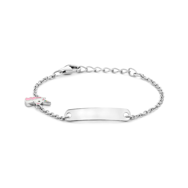 vDam Graveerarmband Eenhoorn Plaat 4,5 Mm 11 + 2 Cm Zilver Gerhodineerd 1337638