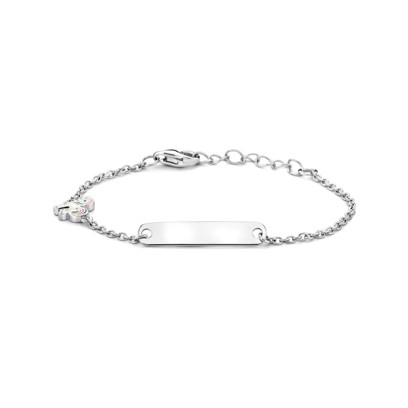 vDam Graveerarmband Eenhoorn Plaat 4,5 Mm 11 + 2 Cm Zilver Gerhodineerd 1337641